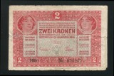 Q417 UNGARIA AUSTRIA BANCNOTA DE 2 korona coroane 1917 serie peste 7000 RARA F