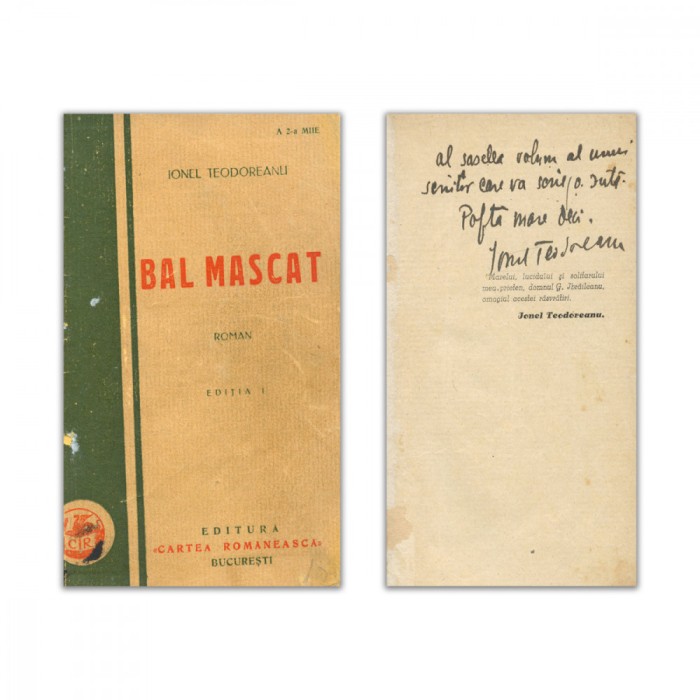 Ionel Teodoreanu, Bal mascat, 1929, ediția I, cu dedicație