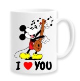 Cana alba personalizata I love you, model mickey, INOVATIX&reg;. 330ml, Oem