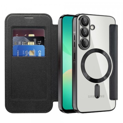 Husa MagSafe pentru Samsung Galaxy A26 A266, Techsuit, SmartMag Book, Neagra foto