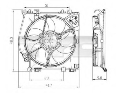 Ventilator, radiator RENAULT TWINGO II (CN0) (2007 - 2014) TYC 828-0001 foto