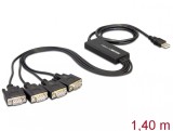 Cablu USB la 4 x Serial RS232 FTDI 1.4m, Delock 61887