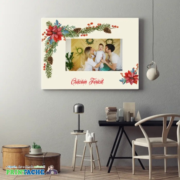 Tablou Canvas Personalizat Crăciun &ndash; Panza 70x50cm, Cadoul Perfect de Sărbători (model 2)