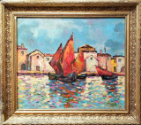 Cumpara ieftin Veneţia - pictură &icirc;n ulei pe carton, semnată &bdquo;Dărăscu, 1926&rdquo;, Marine, Impresionism