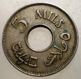 J.351 PALESTINA 5 MILS 1939, Asia, Cupru-Nichel