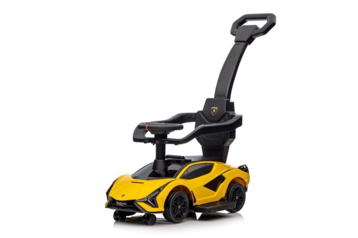 Masinuta premergator cu maner parental, Lamborgghini, galben