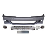 Set bara fata BMW Seria 5, 01.19, cu lampi ceata, cu gauri spalator si 4 senzori parcare; grunduit, de vopsit; type M-Tech; cu grile inferioare, cu