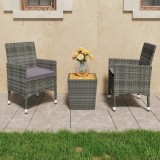Gossi set mobilier gradina, 3 piese, gri, poliratan si lemn acacia