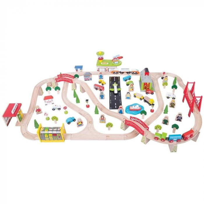 Circuit auto si feroviar (125 piese) PlayLearn Toys