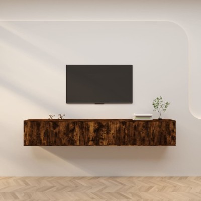 vidaXL Dulapuri TV montate pe perete 3 buc. stejar afumat 80x34,5x40cm 3188363 foto