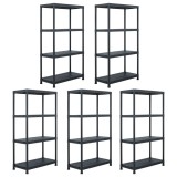 vidaXL Rafturi de depozitare, 5 buc. negru, 60 x 30 x 138 cm plastic