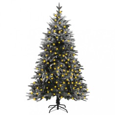 vidaXL Brad Craciun artificial pre-iluminat cu zapada 150 cm PVC&amp;amp;PE foto