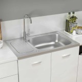 Gossi chiuveta bucatarie cu scurgator, argintiu 800x500x155 mm otel