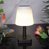 Lampă Solară de Masă, 12x23 cm, Abajur Alb, Bază Neagră, Plastic, Oem