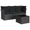 Set mobilier de gradina cu perne, 4 piese, negru, poliratan