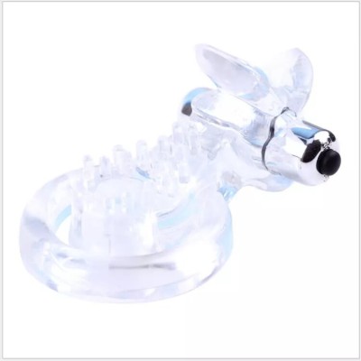 Inel vibrator transparent, dubla plăcere foto