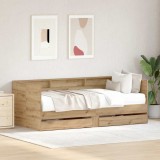 vidaXL Daybed cu headboard Stejar Artizanal 90 x 190 cm Lemn compozit 3334003