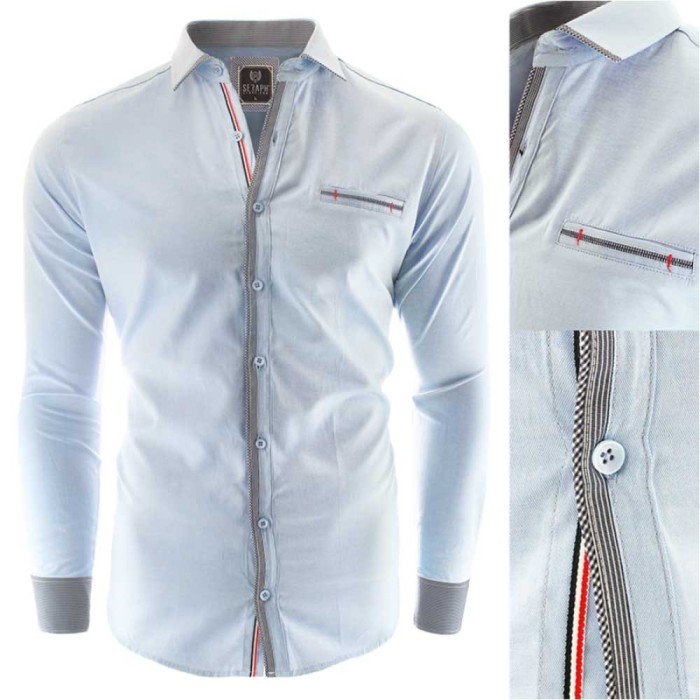 Camasa pentru barbati, bleu, Slim fit, casual, cu guler - Follonica Camasa pentru barbati, bleu, Slim fit, casual, cu guler - Follonica