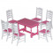 Masa+scaune pentru papusi, 7 piese/set, 21x12x6 cm, Wader