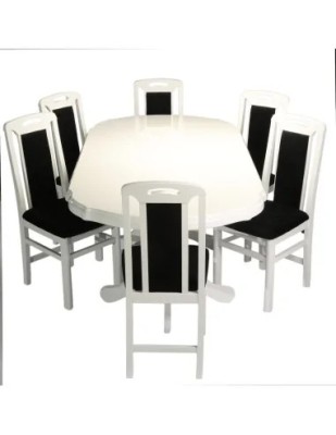Set masa living SB Nork plus 6 scaune SB Tim alb/negru foto