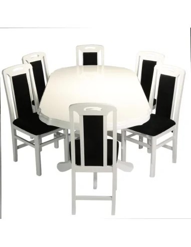 Set masa living SB Nork plus 6 scaune SB Tim alb/negru