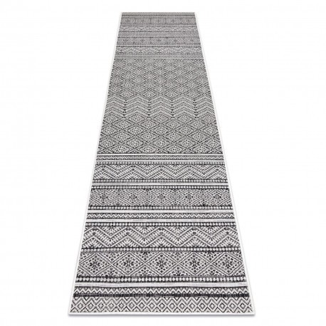 Covor, traversa SISAL SION aztec 22168 țesute plate negru / ecru, 60x300 cm