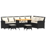 Cumpara ieftin Set canapea de gradina 4 piese cu perne, in forma de L negru