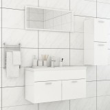 Set mobilier de baie, alb extralucios, lemn prelucrat