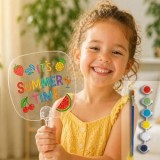 Set Creativ Evantai de Vara cu Acuarele si Pensula, Transparent, 6 Culori, CMCLASS