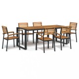 VidaXL Set mobilier de grădină, 7 piese, lemn masiv de acacia și metal