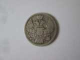 Rară! Polonia ocupația Rusă 15 Copeici/Kopecks=1 Zloty 1839 NG argint,Nicolae I, Europa