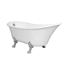 Antica cadă de baie independentă cu picioare și scurgere cromate