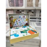 Lenjerie de pat pentru copii- model Dinoland bumbac ranforce, 4 piese