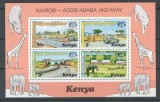 Kenya 1977 - Autostrada Nairobi - Addis-Ababa, transport, animale, bloc neuzat