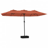 Umbrela de soare cu doua capete cu LED, caramiziu, 449x245 cm GartenMobel Dekor, vidaXL