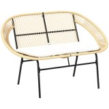 Outsunny Banc de grădină 2 locuri, banc exterior grădină din oțel, stil Acapulco, cu spătar și pernă, 126 x 72 x 83 cm, kaki | Aosom Romania