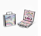 Cumpara ieftin Set machiaj pentru fetite in gentita metalica Unicorn