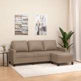 VidaXL Canapea cu 3 locuri / taburet cappuccino 180 cm piele ecologică