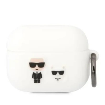 Husa Karl Lagerfeld and Choupette Silicon pentru Airpods Pro Alb foto