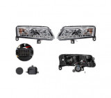 Set faruri tuning AUDI A6 (C6), 05.2004-10.2008, Taiwan, partea stanga+dreapta, cu lumina de zi;tip bec H1+H7+LED; manual/electric; transparent, argi, Rapid