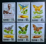 Korea 1991 fluturi insecte fauna , serie 6v nestampilat