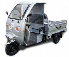 Triciclu Electric - Voltarom Hercules - Tuk Tuk - Camioneta Cu Cabina 297x130 Cm 3900W ARGINTIU foto