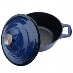 Cratita fonta emailata antiaderenta cu capac ovala 29cm Blue Handy KitchenServ