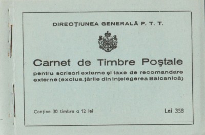 Romania 1939 - Carnet de marci postale 358L Centenarul nasterii Regelui Carol I foto