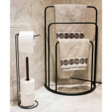 Bathroom Solutions Suport de prosoape vertical 49,5x75 cm metal negru GartenMobel Dekor, vidaXL