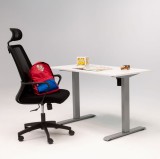 Pachet Smart Combo, Birou electric SmartAdjust, reglabil, controler sus/jos, 1 motor, cadru gri, blat alb 140x70 cm, Scaun ergonomic, tetiera, spatar, Dab4Office