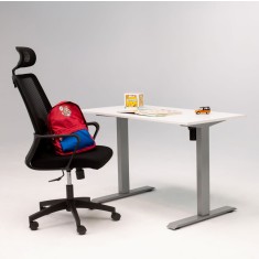 Birou reglabil electric LiftUp, inaltime reglabila, controler sus/jos, 1 motor, cadru gri, blat alb 160x80 cm, nou