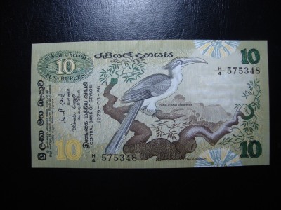 CEYLON 10 RUPII 1976 EXCELENTA foto