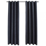 Cumpara ieftin Draperii opace cu inele metalice, 2 buc, antracit, 140 x 245 cm
