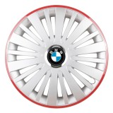Cumpara ieftin Set 4 capace roti Creative REY&reg;, potrivite jantelor de R16, pentru BMW, model falcon argintiu cu rama rosie, Autohelix MSA